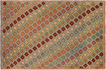 handmade Geometric Balouchi Blue Red Hand Knotted RECTANGLE 100% WOOL area rug 5' x 8'